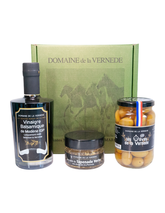 Coffret Trio 1 Vinaigre Balsamique -1 Olive Nature - 1 Tapenade Amande