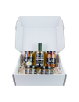 Coffret 1 Huile d'Olive - 2 Olives Nature + Piment - 2 Spécialités de Tapenades Vertes Amande et Tomate